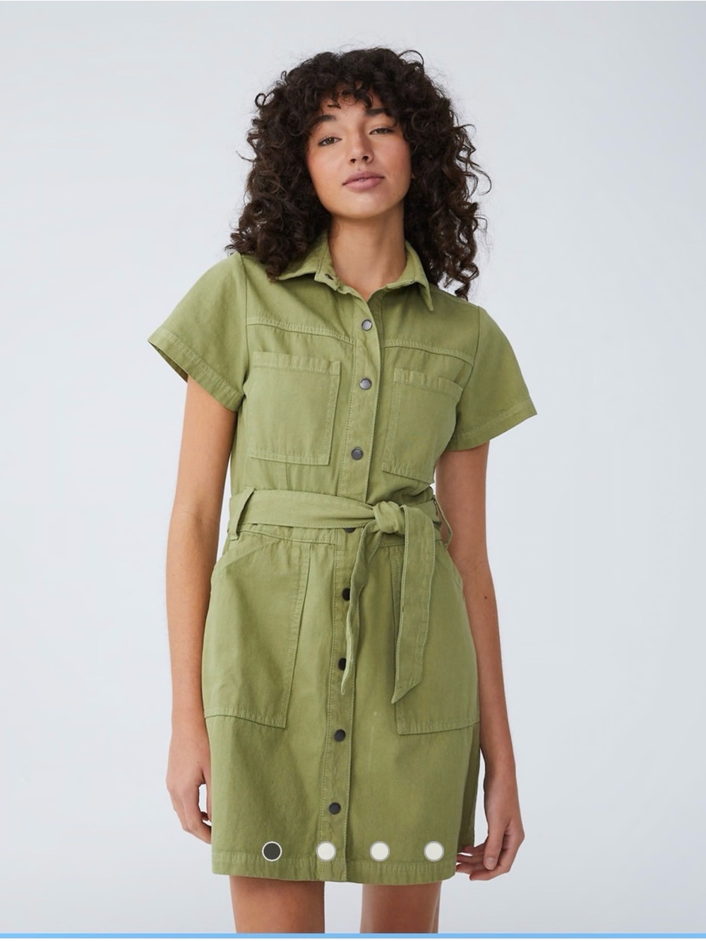 Cotton On DenimUtility Women’s mini dress in khaki button front belt tie size XL